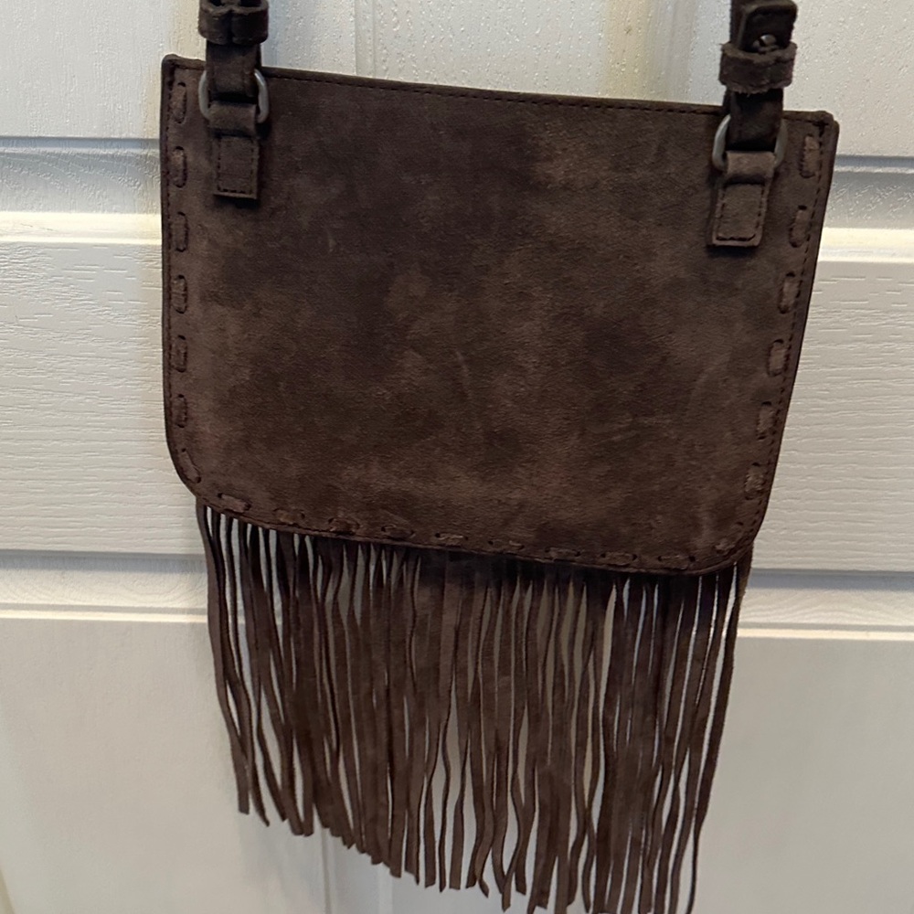 Mossimo Dutti Made in Spain Dark Brown Suede Crossbody Bag Boho Festival Cowgirl - Picture 6 of 6